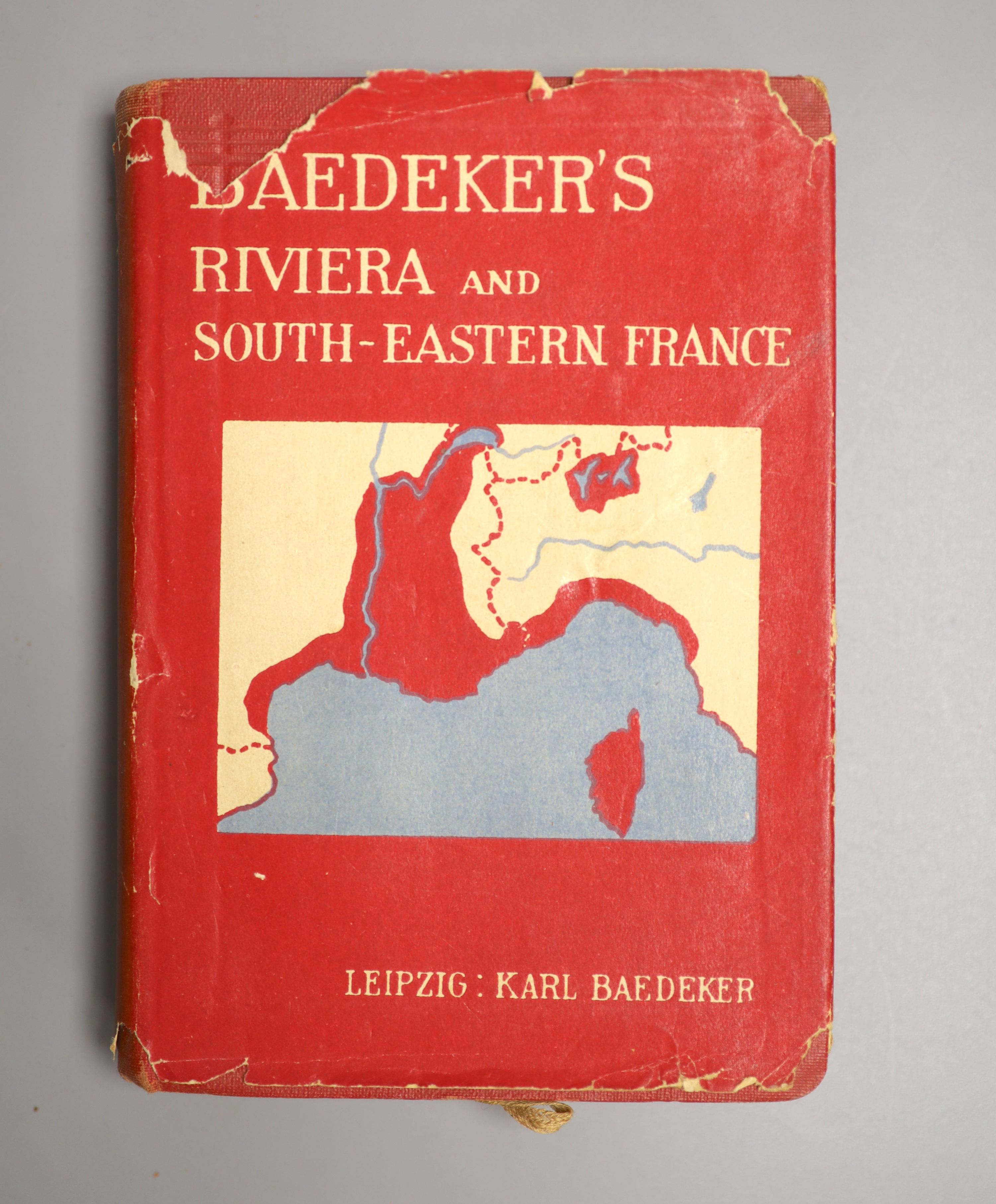 Baedeker, Karl - 21 guides, including Baedeker’s Riviera and South-Eastern France and Corsica, in d/j, torn and with loss, Leipzig, 1931